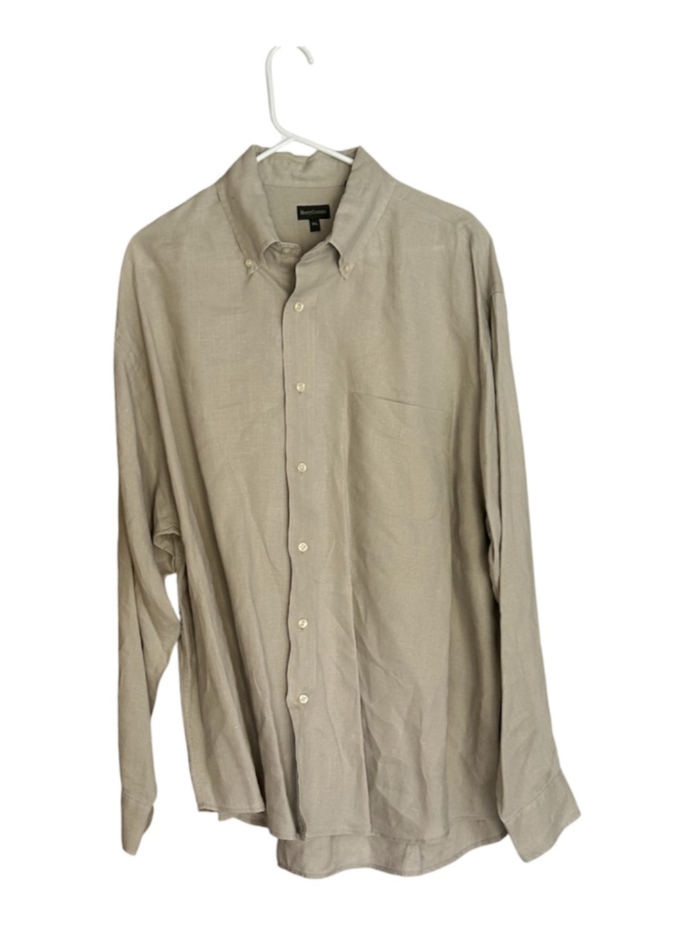 Henry Cottons Men’s Long Sleeve Tan 100% Linen Shirt size XL‎